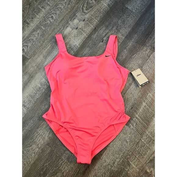 Nike Essential Women's U-Back One-Piece Bathing Suit Sea Coral- Size XL - Picture 2 of 7